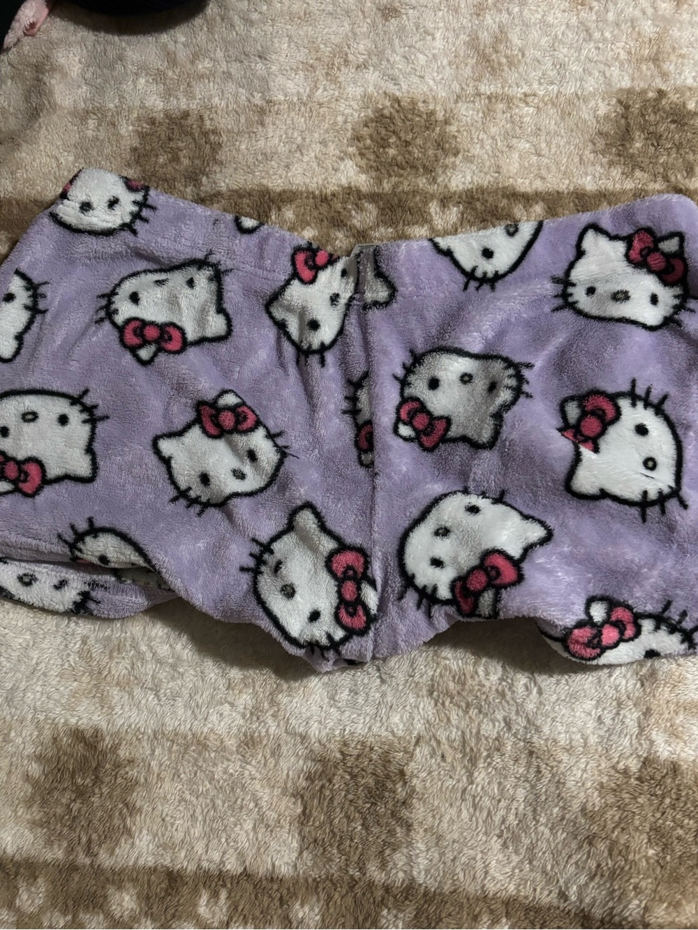 Sanrio Hello Kitty Lavender Plush Shorts with Pink Bows